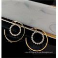 Factory wholesale new design pearl dangle hoop earrings